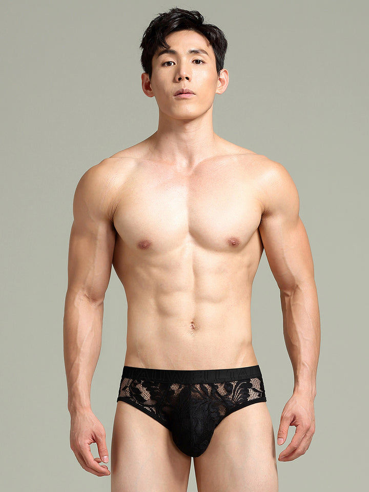 Semi-Sheer Trunk ng Men's Sexy Lace