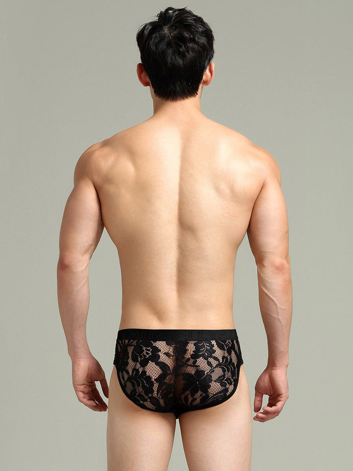 Semi-Sheer Trunk ng Men's Sexy Lace