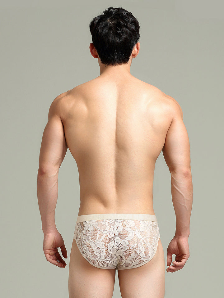 Semi-Sheer Trunk ng Men's Sexy Lace