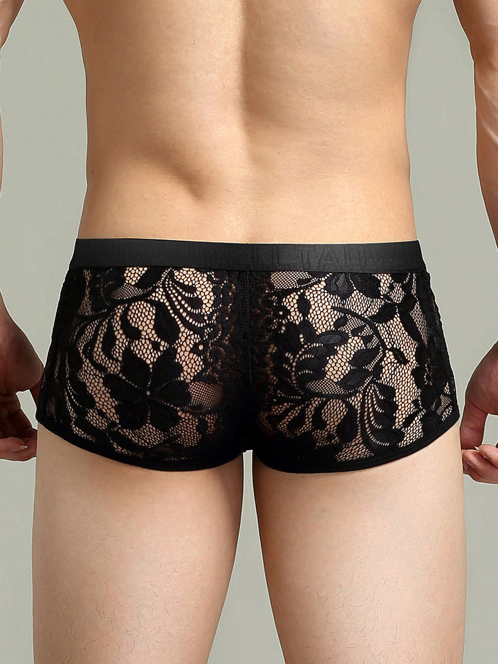 Men's Sexy Lace Semi-Sheer Trunks