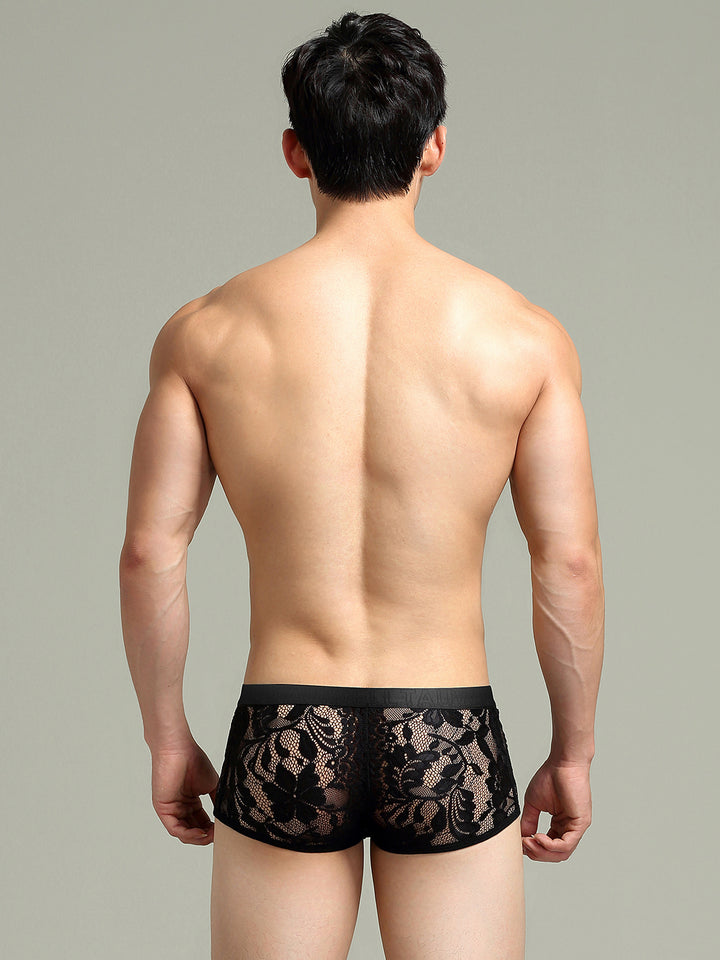 Semi-Sheer Trunk ng Men's Sexy Lace