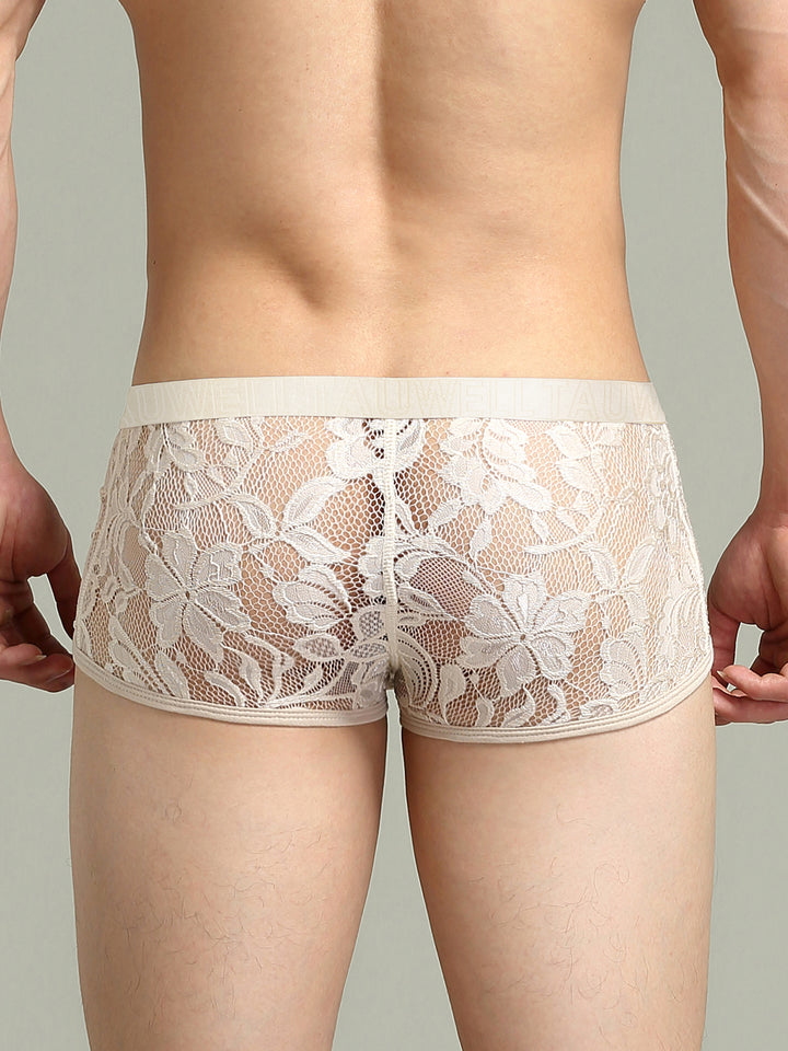 Men's Sexy Lace Semi-Sheer Trunks