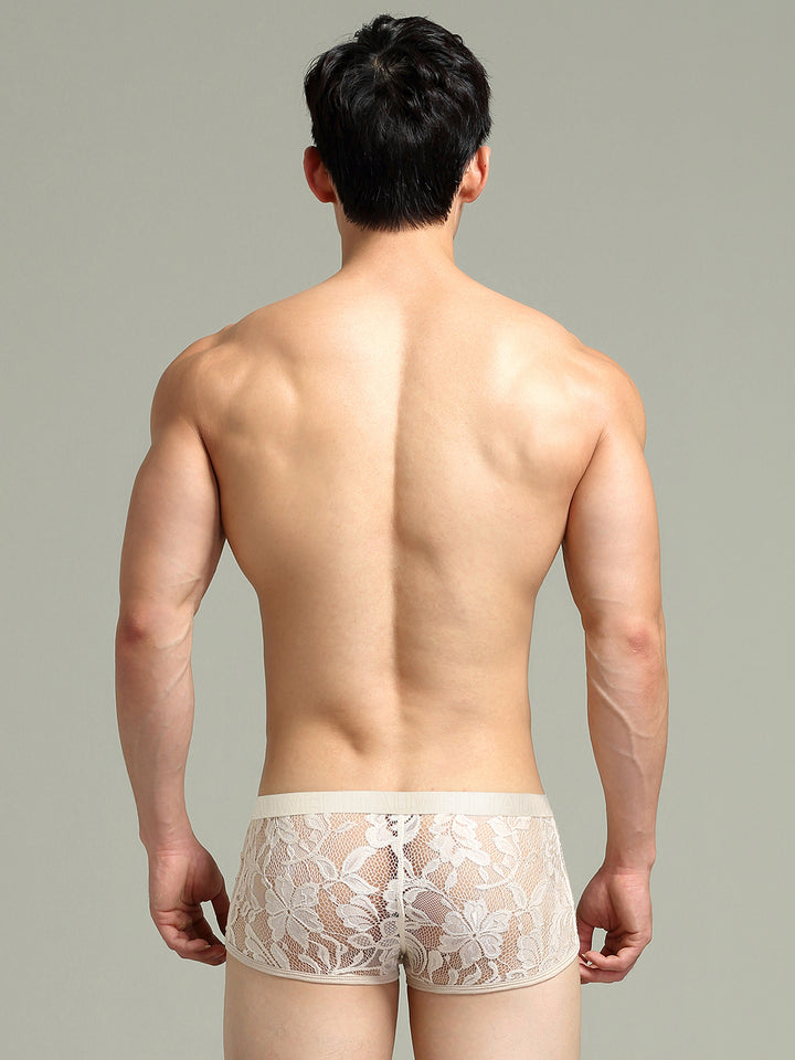 Men's Sexy Lace Semi-Sheer Trunks