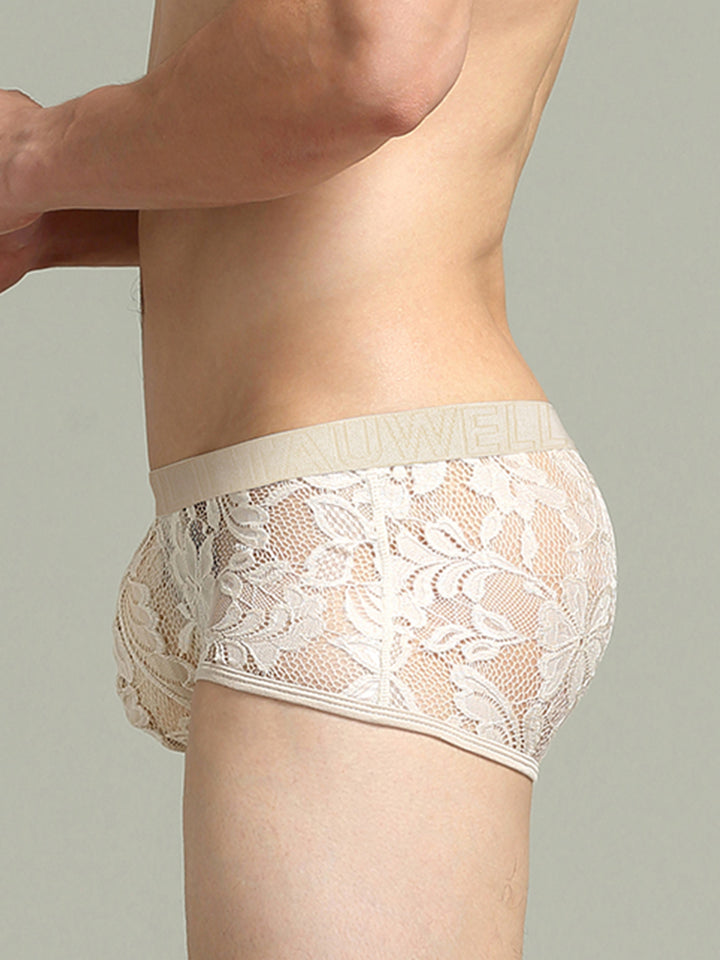 Men's Sexy Lace Semi-Sheer Trunks