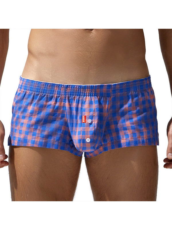 Heren lage taille geruite sexy pouch boxers