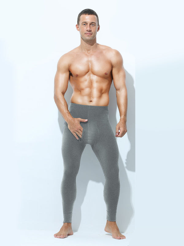 Men's High Waist Plus Fleece Cotton Warm Pants with  with Fly