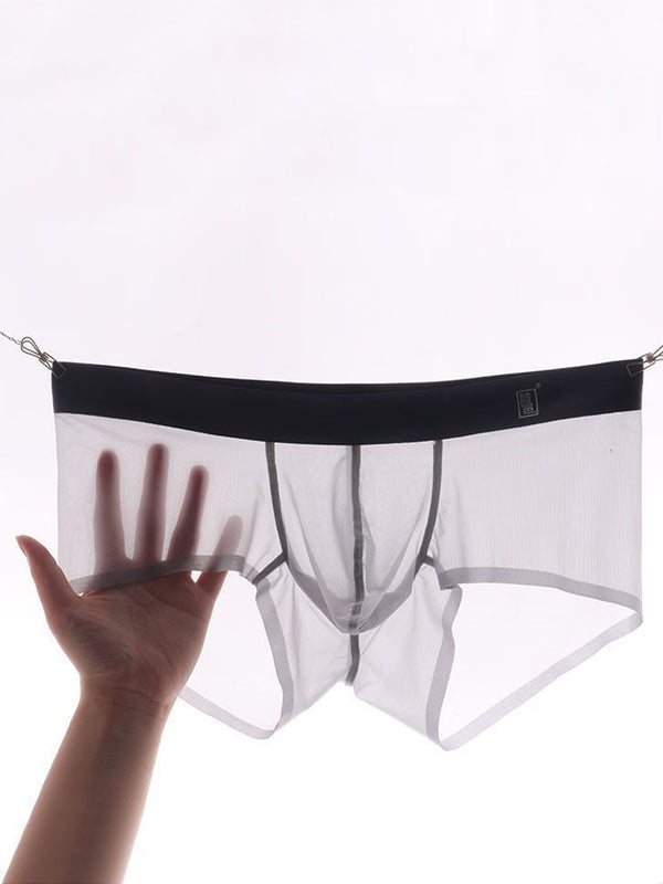 Men's Transparent Sexy Ice Silk Seamless Boxer Briefs