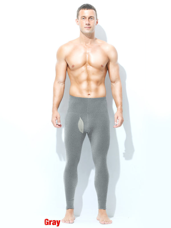 Men's High Waist Plus Fleece Cotton Warm Pants with  with Fly