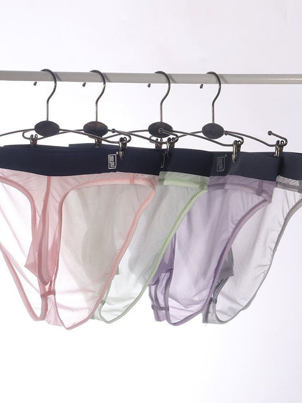 Cuecas transparentes ultrafinas de seda gelada masculina