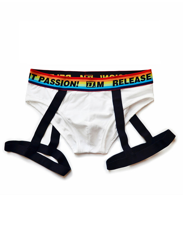 2 Pack Men’s Rainbow Solid Color Suspender Briefs