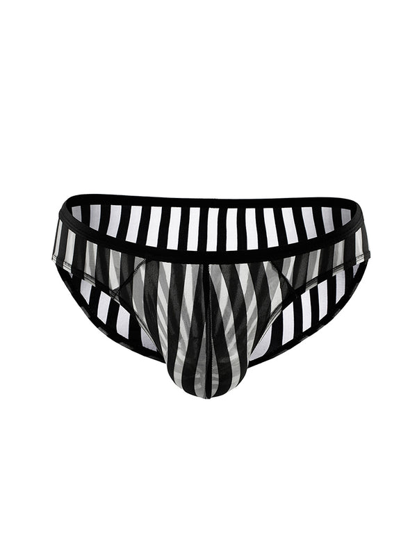 3 Pirasong Men's Sexy Striped Sheer Mesh Bikini