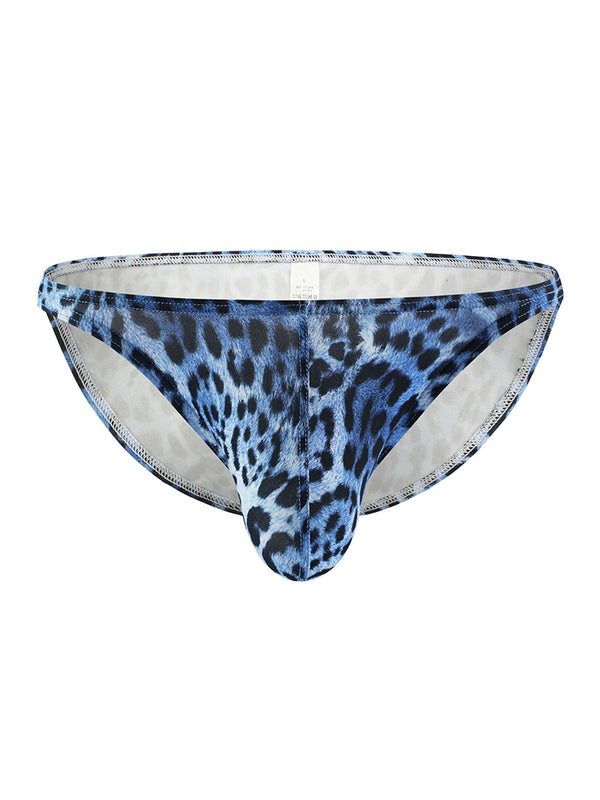 4 Pack Men's U-Convex Leopard Print Nylon Bikini