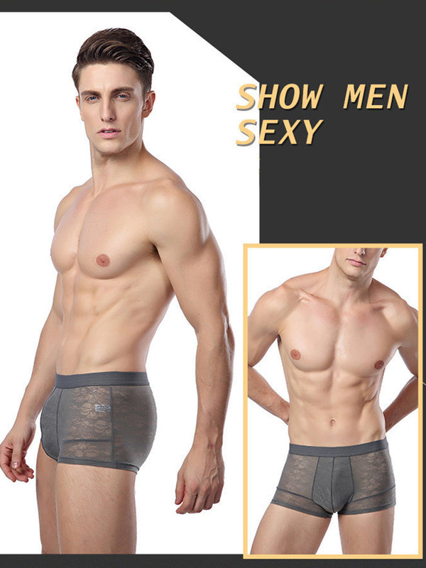 2-pack Men's Ice Silk Breathable Printed Hollow Boxer Briefs