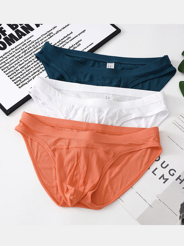 3 Pack Men's Sexy Threaded U-Shaped Briefs