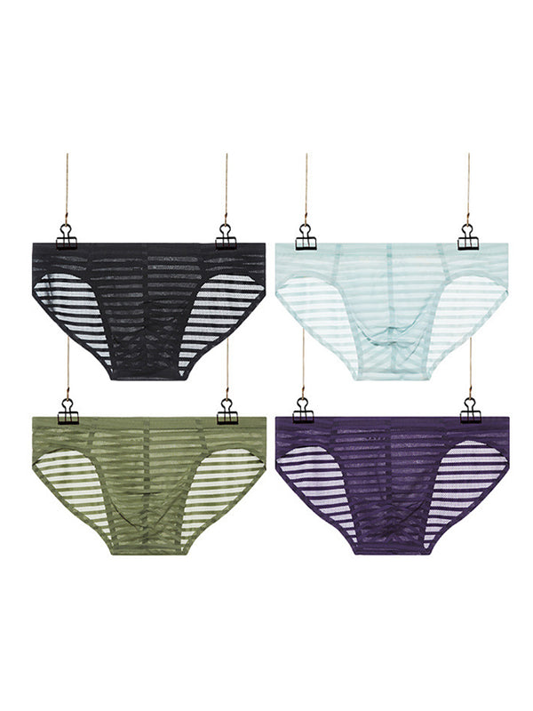 3 Pack Men's Mesh Nylon Breathable Solid Color Bikini