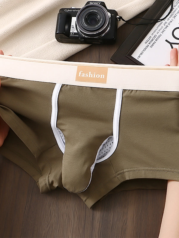 3 Pack Men's Elephant Trunks Gun and Bullet Separation Solid Color Cotton Sexy Boxer Briefs