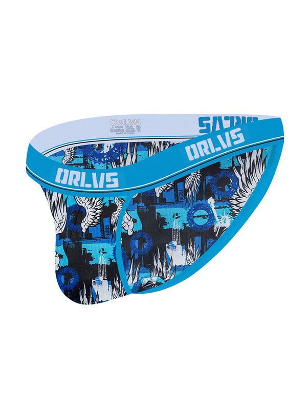 2 Pack Men's Breathable Ice Silk High-Cut Printed Bikini