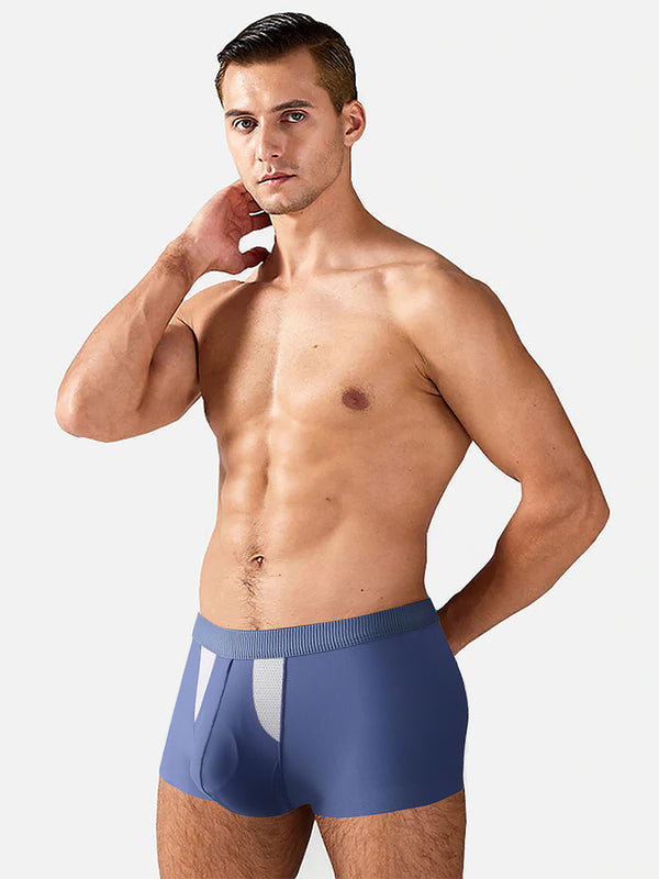 3 cuecas boxer masculinas de seda gelada com separação estilo bala e efeito de aumento