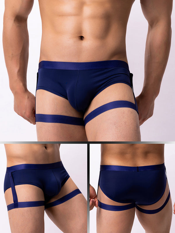 Men’s Sexy Solid Color Suspender Briefs