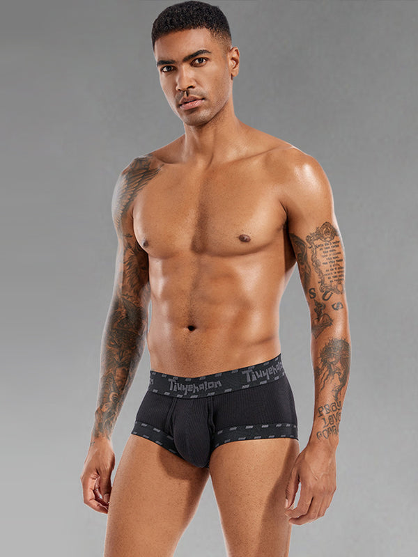 Men's Threaded Fabric Pouch Trunks With Fly