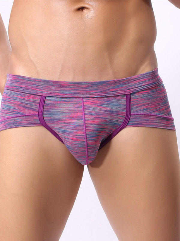 4 Pack Men's Striped U-convex Pouch Briefs