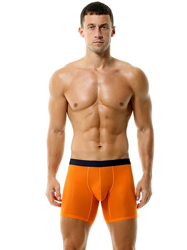 3 Pack Men's Ice Silk Athletic Long Boxer Briefs