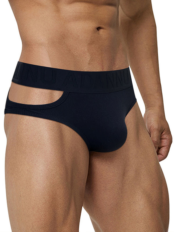 Herren-Slip aus gerippter Stretch-Baumwolle mit Ausschnitten