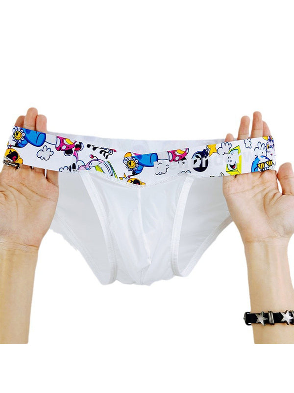 2 Pack Men's High-Cut Cartoon Waistband Breathable Semi-Transparent Bikini