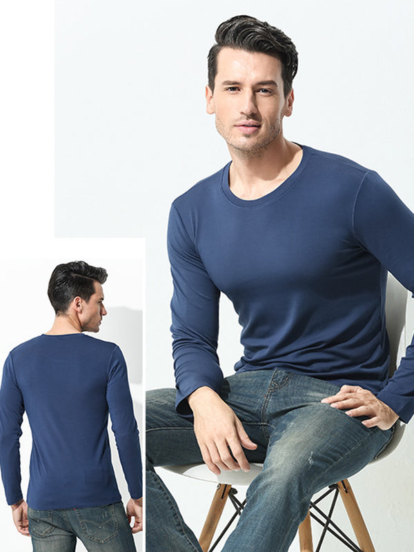 Men's Double-sided Modal Long-sleeved Solid Color T-shirt