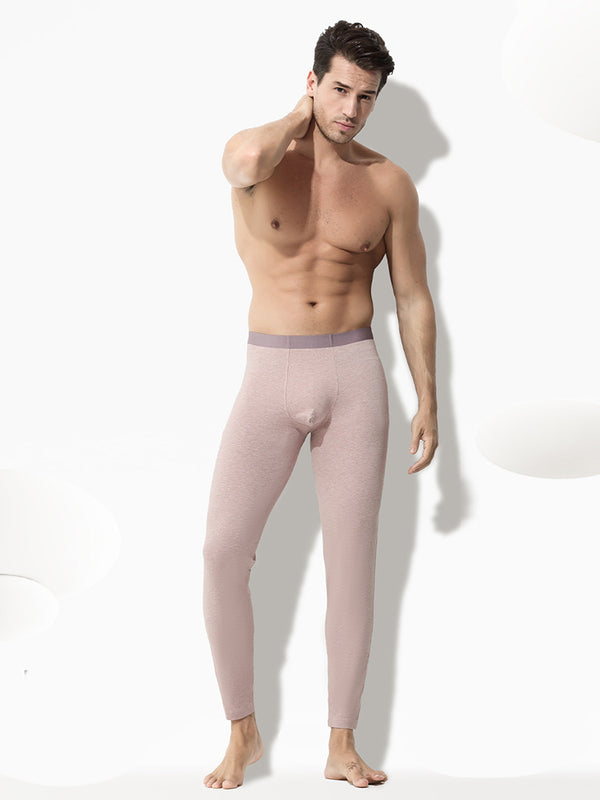 Pantalones térmicos de hombre de algodón de colores 2 en 1 sin costuras