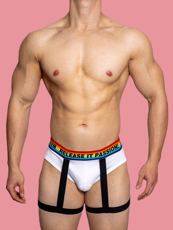 2 Pack Men’s Rainbow Solid Color Suspender Briefs