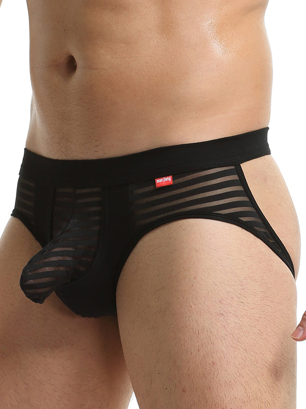 Men’s Sexy Striped Hollow Jockstrap With Separate Pouch