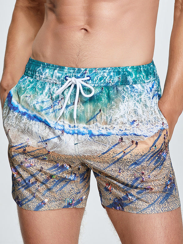 Pantaloncini da surf da uomo stampati estivi ad asciugatura rapida