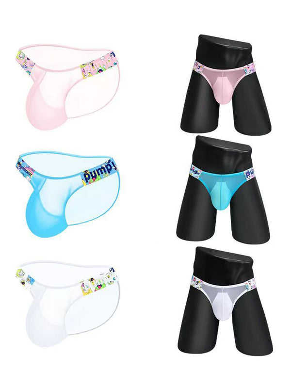 Men's Cartoon High-Cut Triangle Briefs | Breathable Transparent Stylish Underwear