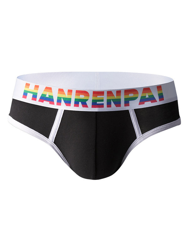 4 Pack Men's Rainbow Letter Belt Briefs