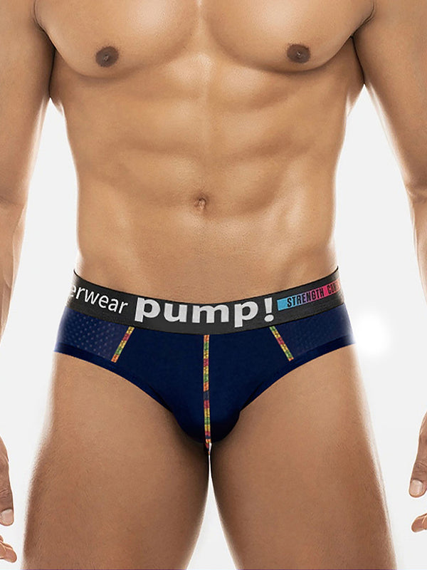 Men's Mesh Briefs With Colorful Spliced Lines