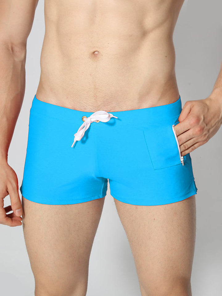 Men's Solid Color Breathable Stretch Swim Trunks