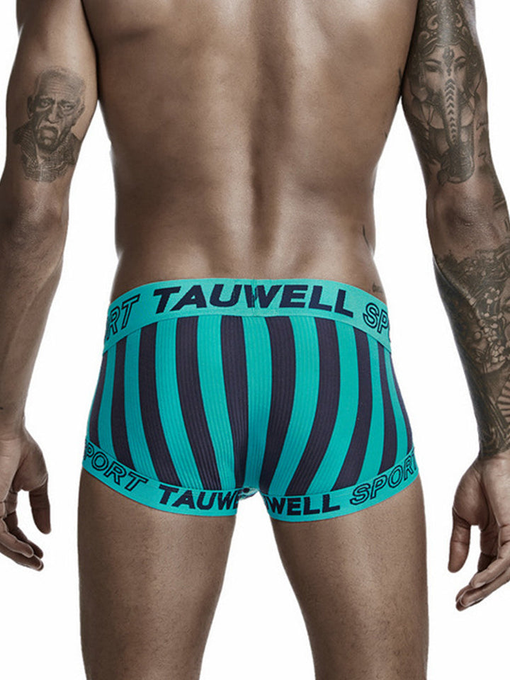 Mens Striped Support Pouch Boxer Briefs With Fly