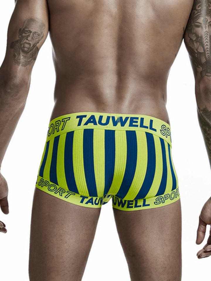 Mens Striped Support Pouch Boxer Briefs With Fly