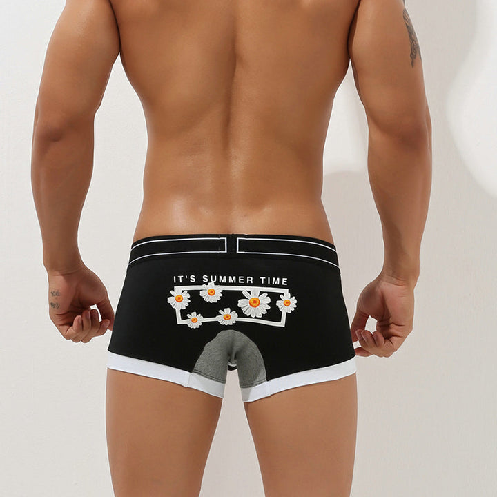 Men's Printed Cotton Low-Rise Bulge Pouch Boxer Briefs