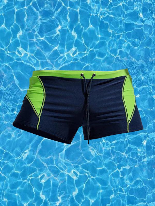 Mens Patchwork Quick Dry Swimwear Shorts Trunks