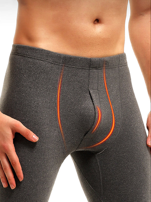 Men's Low Rise Pouch Underwear Pants Long Johns Thermal Bottoms Leggings