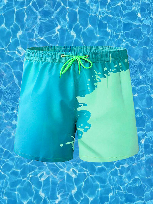Shorts de playa reactivos al calor que cambian de color para hombre