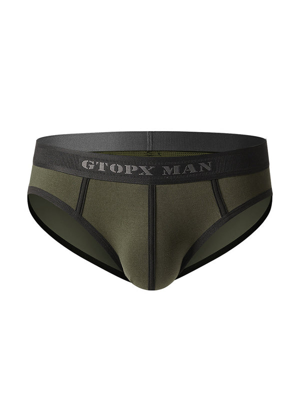 Men’s Spliced Lines U Convex Pouch Cotton Briefs