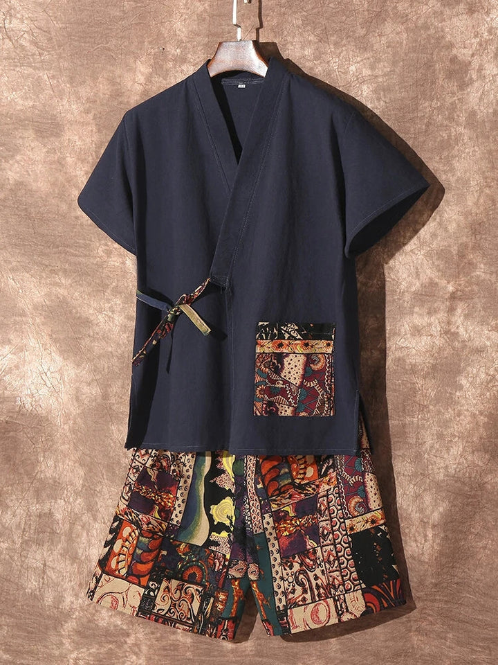 Tryckt Kimono Pyjamas för män