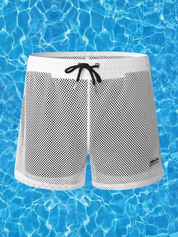 Shorts de natação masculinos soltos transparentes
