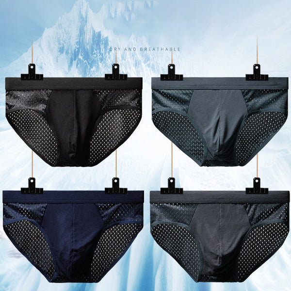 Calzoncillos de seda de hielo transpirables de malla para hombre