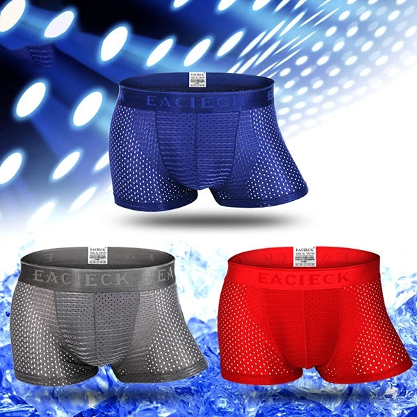 3Pcs Men' Mesh Thin Icesil Under则