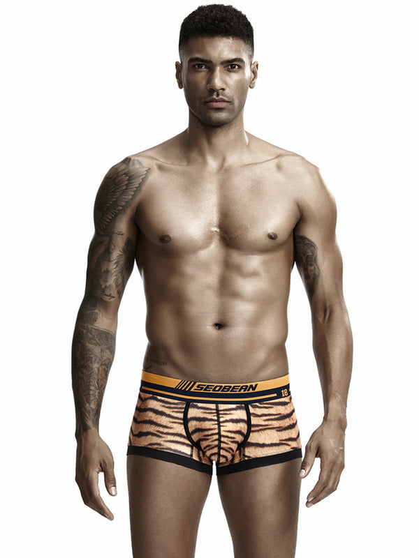 Men's Sexy Tiger Print Pouch Trunks