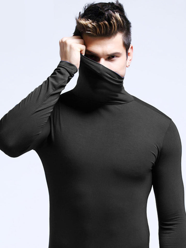 Burband Mens Fashion Thermal Mock Turtleneck Long Sleeve T Shirts Casual  Slim Fit Basic Designed Baselayers Tops Big and Tall Black at  Men's  Clothing store
